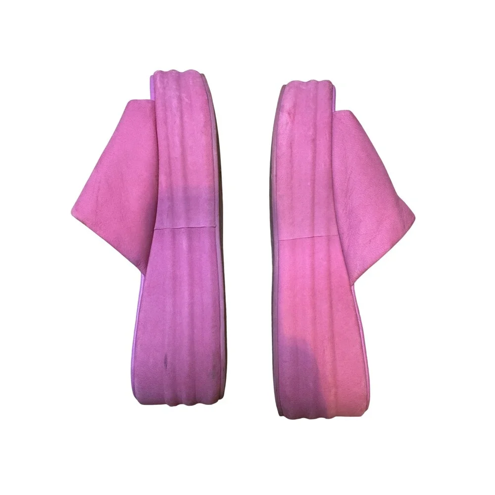 Free‎ People Pink Leather Platform Slide Sandals Women's Size 39.5